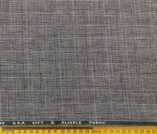 Raymond Men's Poly Viscose Unstitched Black Checks Suiting Fabric (Grey)