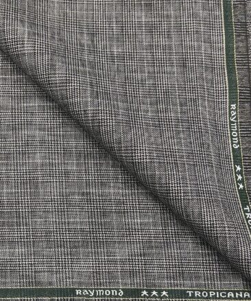 Raymond Men's Poly Viscose Unstitched Black Checks Suiting Fabric (Grey)