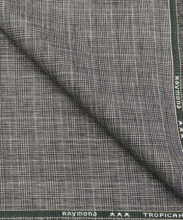 Raymond Men's Poly Viscose Unstitched Black Checks Suiting Fabric (Grey)