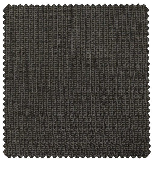 Raymond Men's Poly Viscose Unstitched Houndshooth Cum Checks Suiting Fabric (Dark Brown)