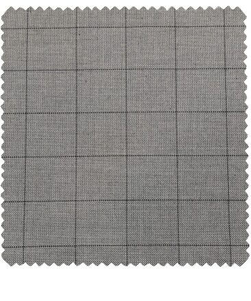 Raymond Men's Poly Viscose Unstitched Structured Cum Black Checks Suiting Fabric (Light Grey)