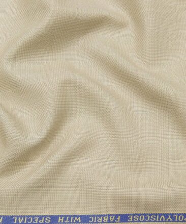 Raymond Men's Poly Viscose Unstitched Self Checks Suiting Fabric (Beige)