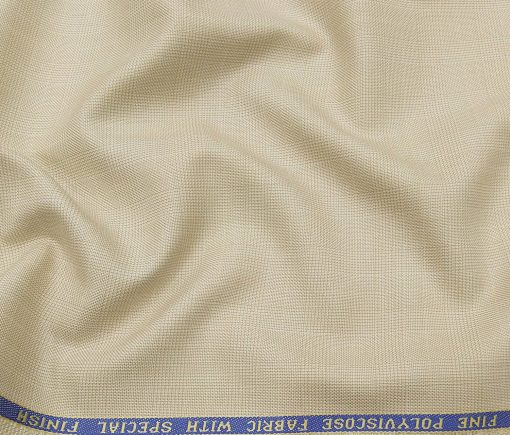 Raymond Men's Poly Viscose Unstitched Self Checks Suiting Fabric (Beige)