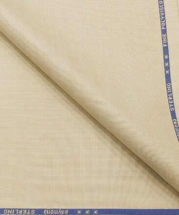 Raymond Men's Poly Viscose Unstitched Self Checks Suiting Fabric (Beige)