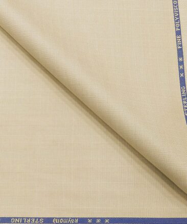 Raymond Men's Poly Viscose Unstitched Self Checks Suiting Fabric (Beige)