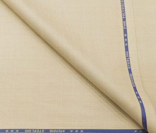 Raymond Men's Poly Viscose Unstitched Self Checks Suiting Fabric (Beige)