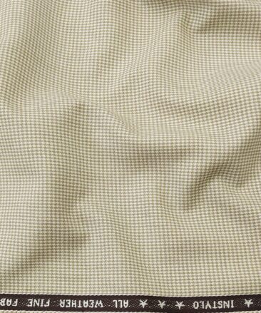 Raymond Men's Poly Viscose Unstitched Houndshooth Weave Suiting Fabric (Beige)