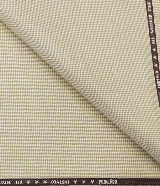 Raymond Men's Poly Viscose Unstitched Houndshooth Weave Suiting Fabric (Beige)