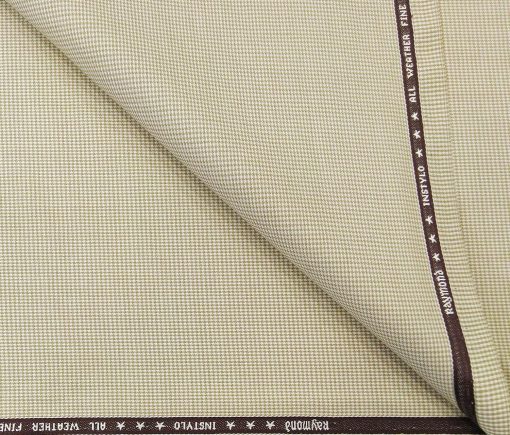 Raymond Men's Poly Viscose Unstitched Houndshooth Weave Suiting Fabric (Beige)