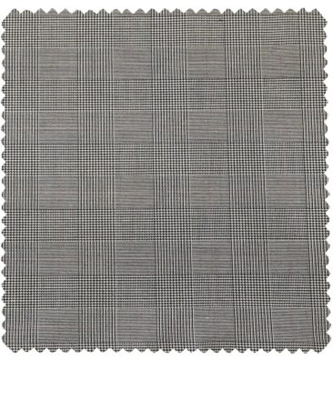 Raymond Men's Poly Viscose Unstitched Houndstooth Cum Checks Techno Stretch Suiting Fabric (Light Grey)