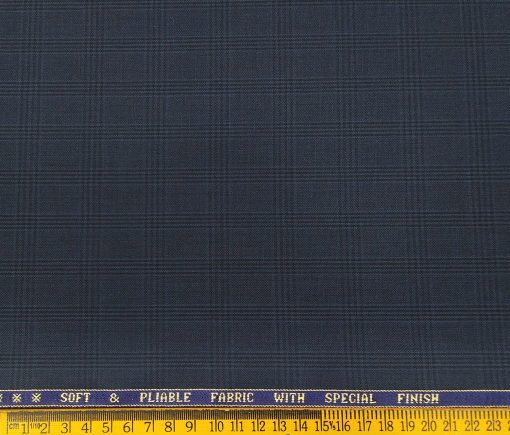 Raymond Men's Poly Viscose Unstitched Self Checks Suiting Fabric (Dark Aegean Blue)