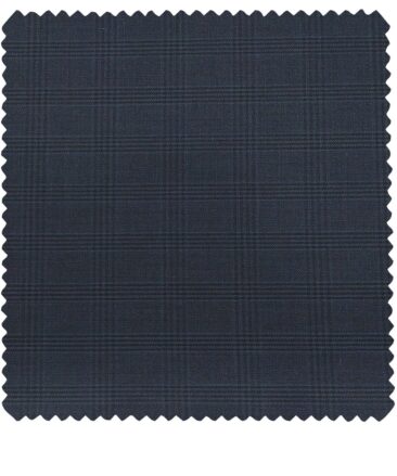 Raymond Men's Poly Viscose Unstitched Self Checks Suiting Fabric (Dark Aegean Blue)