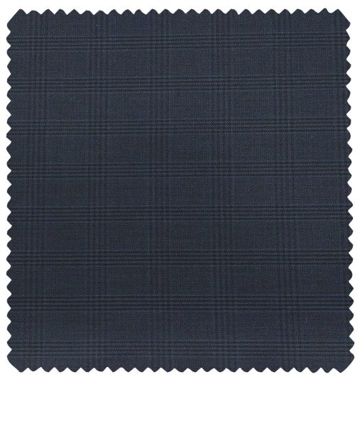 Raymond Men's Poly Viscose Unstitched Self Checks Suiting Fabric (Dark Aegean Blue)