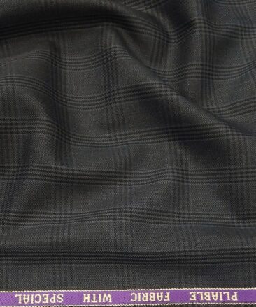 Raymond Men's Poly Viscose Unstitched Self Checks Suiting Fabric (Dark Grey)