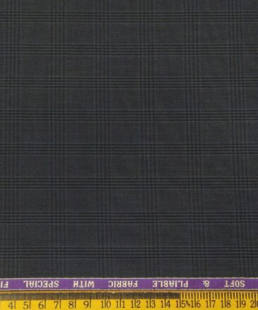 Raymond Men's Poly Viscose Unstitched Self Checks Suiting Fabric (Dark Grey)