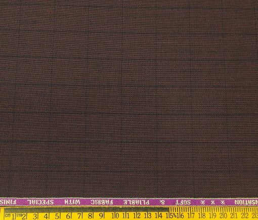 Raymond Men's Poly Viscose Unstitched Structured cum Checks Suiting Fabric (Hickory Red)