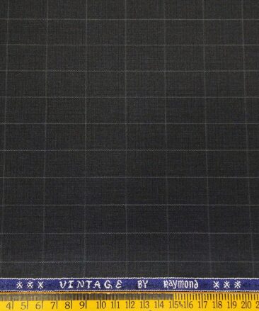 Raymond Men's Poly Viscose Unstitched Checks Suiting Fabric (Blackish Grey)