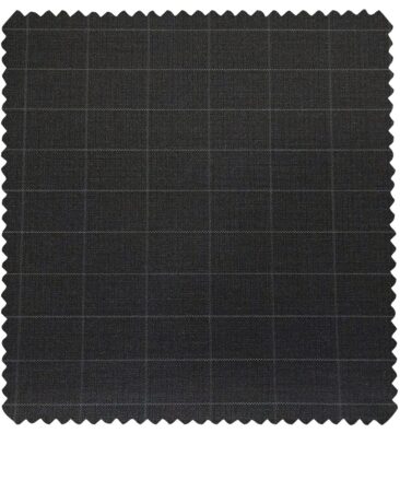 Raymond Men's Poly Viscose Unstitched Checks Suiting Fabric (Blackish Grey)