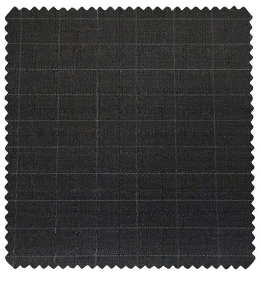 Raymond Men's Poly Viscose Unstitched Checks Suiting Fabric (Blackish Grey)