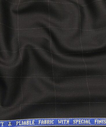 Raymond Men's Poly Viscose Unstitched Checks Suiting Fabric (Black)