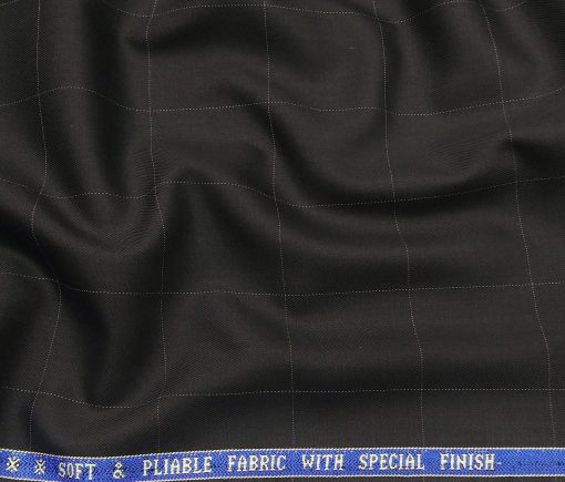 Raymond Men's Poly Viscose Unstitched Checks Suiting Fabric (Black)