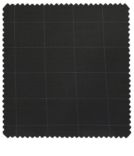 Raymond Men's Poly Viscose Unstitched Checks Suiting Fabric (Black)