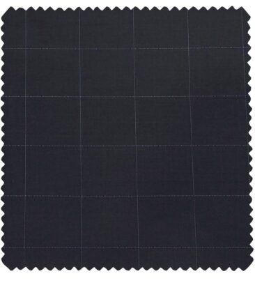 Raymond Men's Poly Viscose Unstitched Checks Suiting Fabric (Dark Blue)