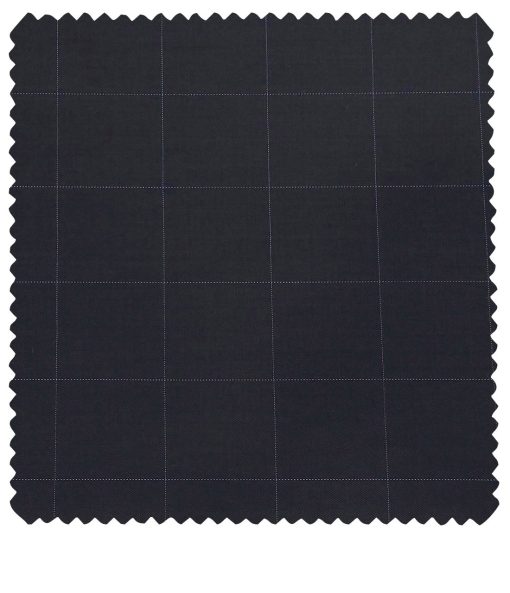 Raymond Men's Poly Viscose Unstitched Checks Suiting Fabric (Dark Blue)