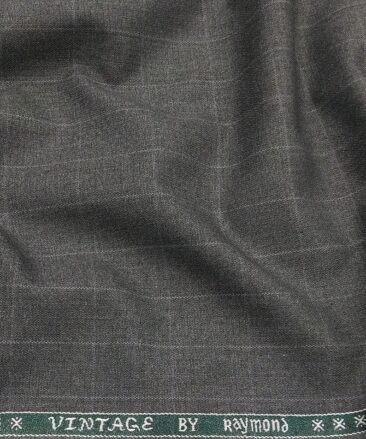 Raymond Men's Poly Viscose Unstitched Self Checks Suiting Fabric (Worsted Grey)