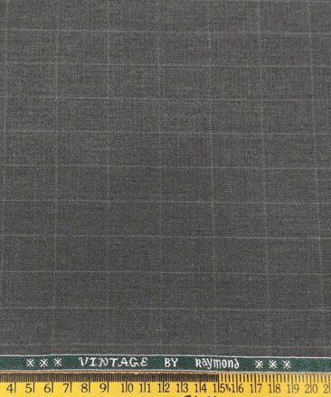 Raymond Men's Poly Viscose Unstitched Self Checks Suiting Fabric (Worsted Grey)