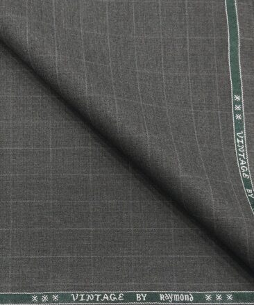 Raymond Men's Poly Viscose Unstitched Self Checks Suiting Fabric (Worsted Grey)