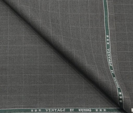 Raymond Men's Poly Viscose Unstitched Self Checks Suiting Fabric (Worsted Grey)