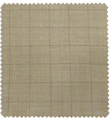 Raymond Men's Poly Wool Unstitched Checks Suiting Fabric (Light Beigish Brown)