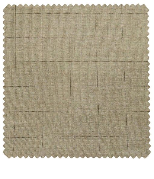 Raymond Men's Poly Wool Unstitched Checks Suiting Fabric (Light Beigish Brown)