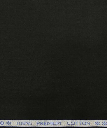 Arvind Men's Cotton Solids Satin 1.60 Meter Unstitched Shirt Fabric (Black)