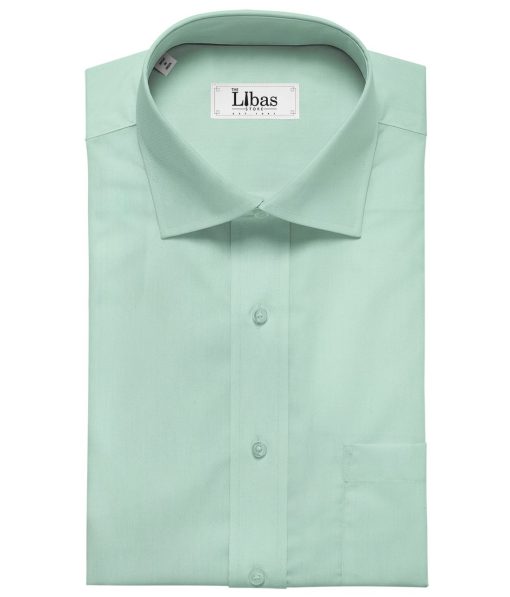 Arvind Men's Cotton Solids Satin 1.60 Meter Unstitched Shirt Fabric (Mint Green)