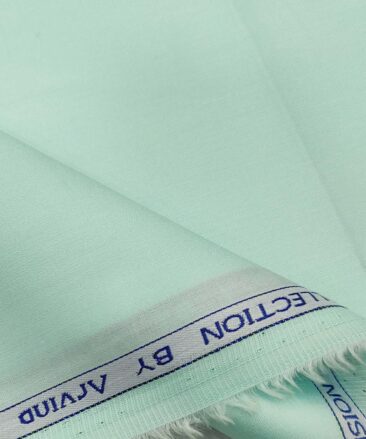 Arvind Men's Cotton Solids Satin 1.60 Meter Unstitched Shirt Fabric (Mint Green)