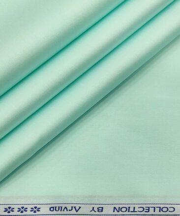 Arvind Men's Cotton Solids Satin 1.60 Meter Unstitched Shirt Fabric (Mint Green)