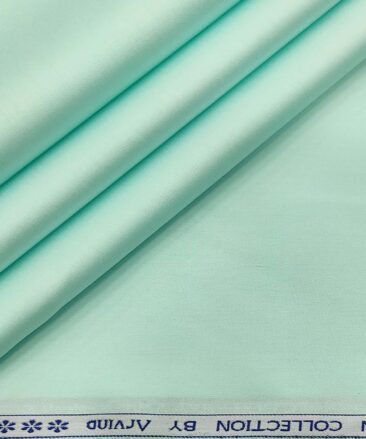 Arvind Men's Cotton Solids Satin 1.60 Meter Unstitched Shirt Fabric (Mint Green)