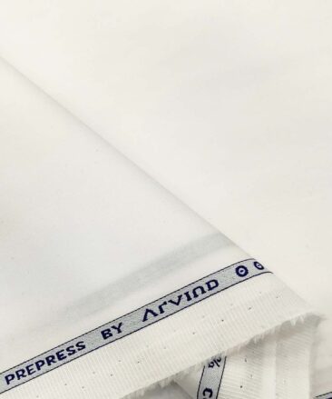 Arvind Men's Cotton Solids 1.60 Meter Unstitched Shirt Fabric (White)