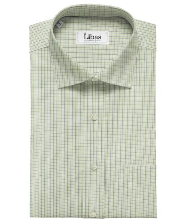 Arvind Men's Cotton Checks 1.60 Meter Unstitched Shirt Fabric (Light Green)