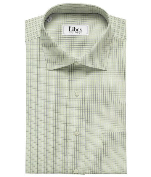 Arvind Men's Cotton Checks 1.60 Meter Unstitched Shirt Fabric (Light Green)