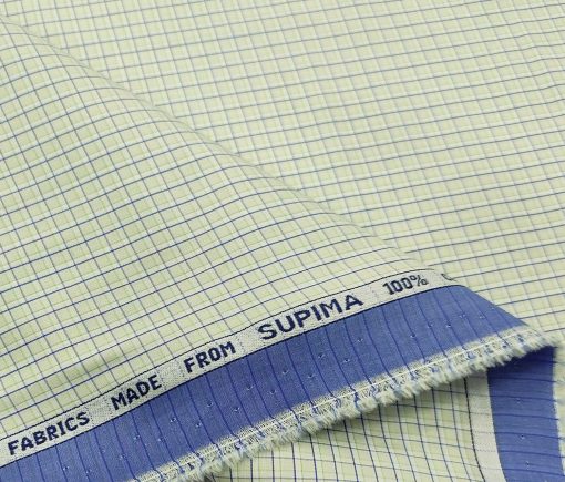 Arvind Men's Cotton Checks 1.60 Meter Unstitched Shirt Fabric (Light Green)