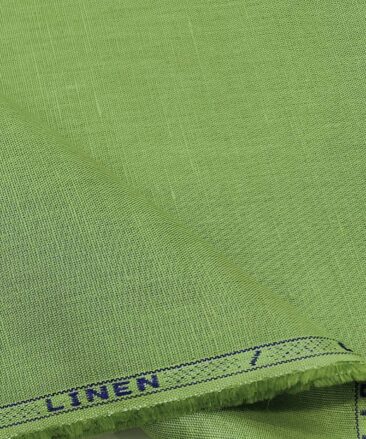 Arvind Men's Cotton Linen Self Design Unstitched Shirt Fabric (Olive Green)