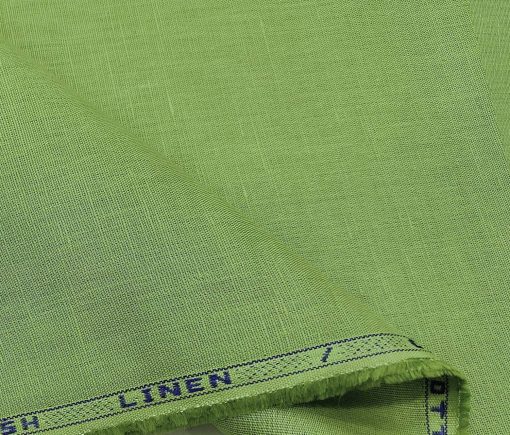 Arvind Men's Cotton Linen Self Design Unstitched Shirt Fabric (Olive Green)