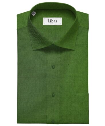 Arvind Men's Cotton Linen Self Design Unstitched Shirt Fabric (Dark Seaweed Green)