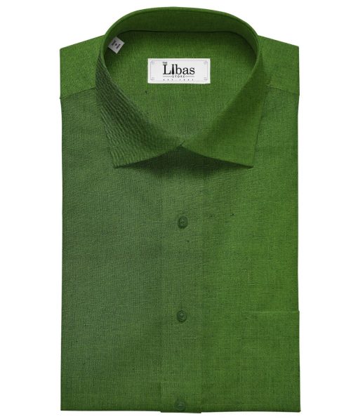 Arvind Men's Cotton Linen Self Design Unstitched Shirt Fabric (Dark Seaweed Green)