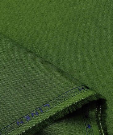 Arvind Men's Cotton Linen Self Design Unstitched Shirt Fabric (Dark Seaweed Green)