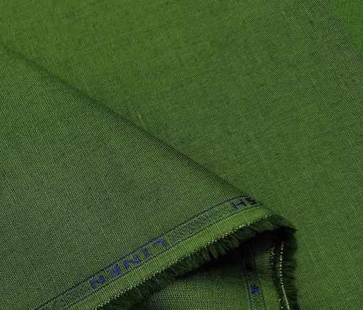 Arvind Men's Cotton Linen Self Design Unstitched Shirt Fabric (Dark Seaweed Green)