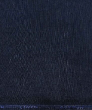 Arvind Men's Cotton Linen Self Design Unstitched Shirt Fabric (Dark Navy Blue)